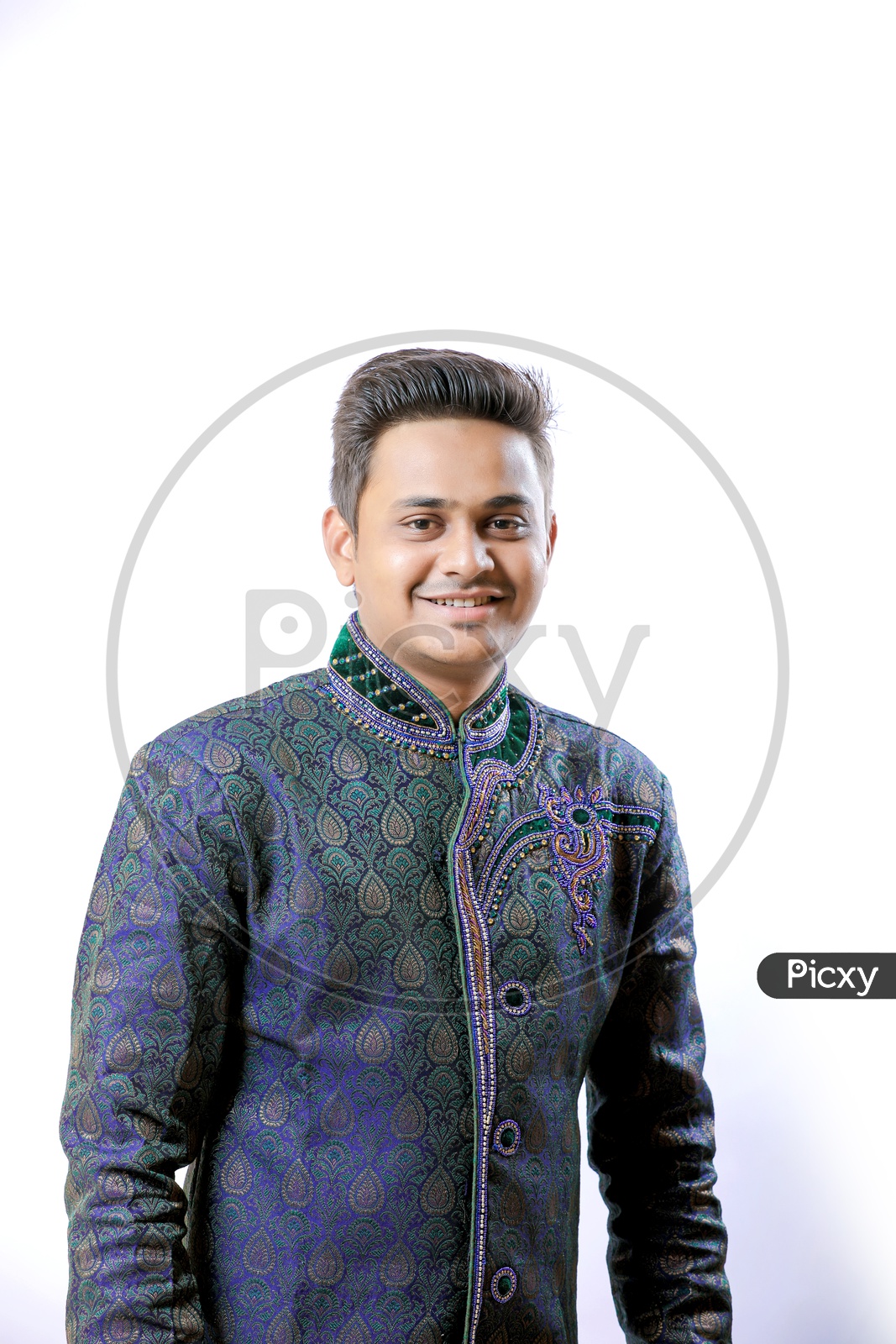 A Happy Indian man on an Isolated White Background