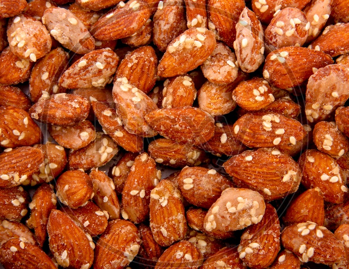 Sugar Sesame Almonds Situated Arbitrarily