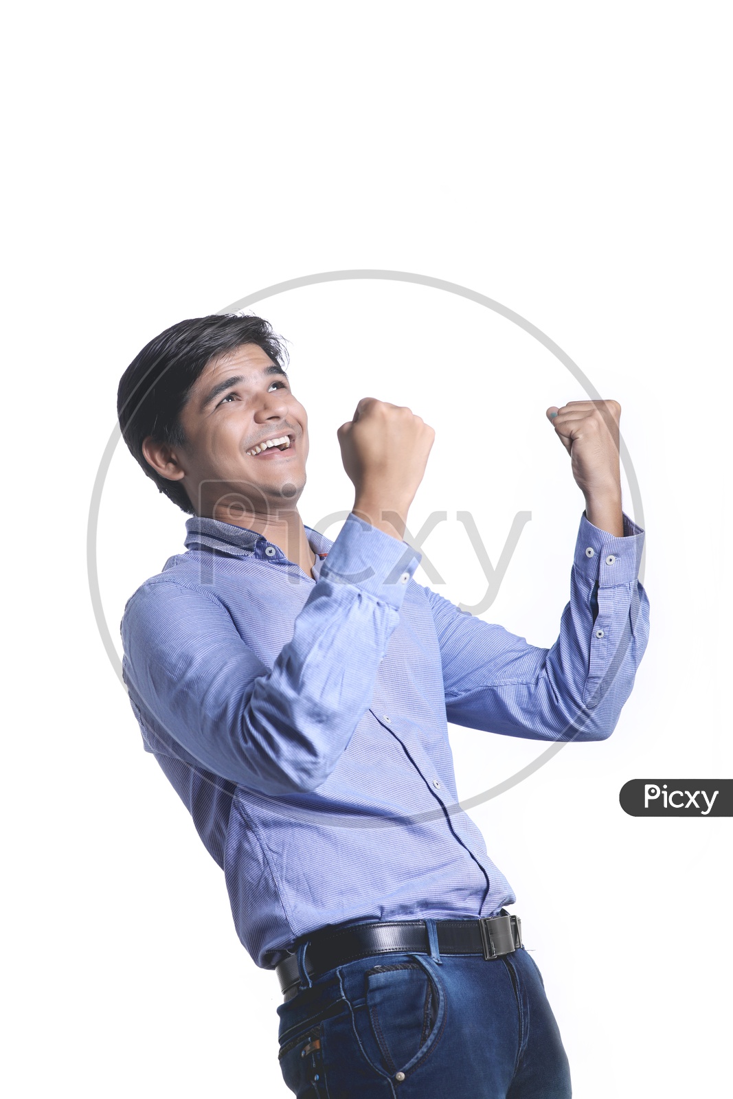 Happy Young Indian College Student, Indian Male Model on White Background