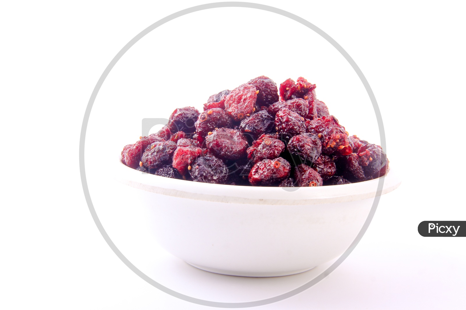Dried Red berries In a Bowl On an Isolated White Background