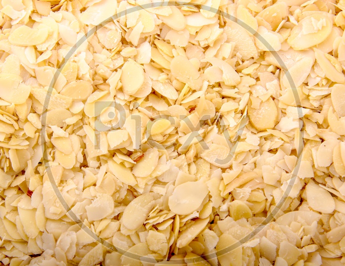 Almond / Badam Flakes Composition Shot Forming a Background