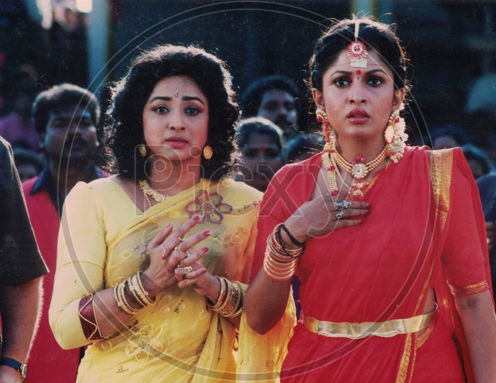 Actress Ramya Krishna and Lakshmi in Alluda Majaka Movie