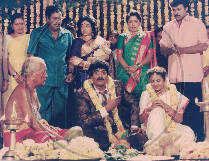 Chiranjeevi and Ramya Krishna in Alluda Majaka Movie