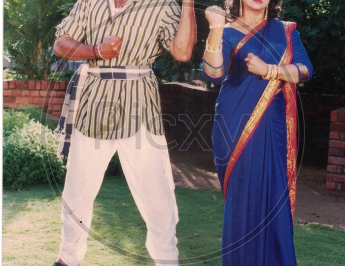 Chiranjeevi and Lakshmi in Alluda Majaka Movie
