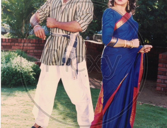 Chiranjeevi and Lakshmi in Alluda Majaka Movie