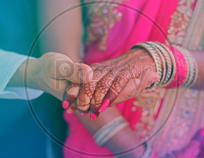 Couple Hands In a Indian Hindu Wedding  Closeup Shots