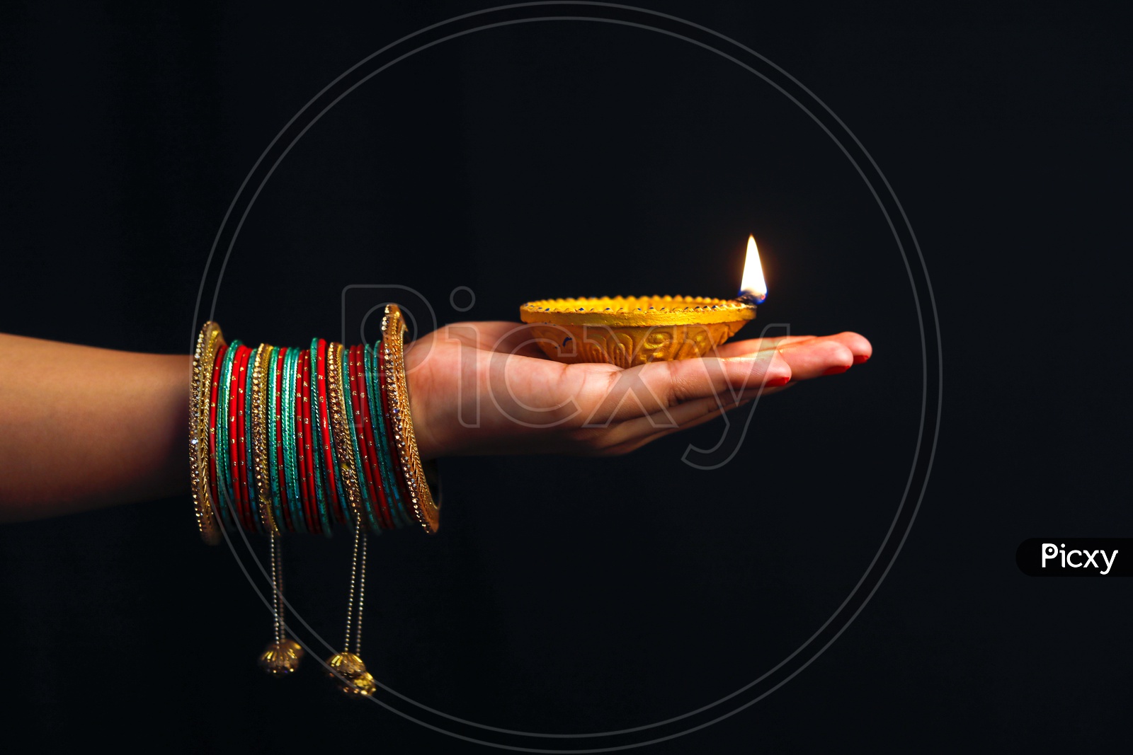 Indian Festival Diwali, Diwali Lamp in Hand