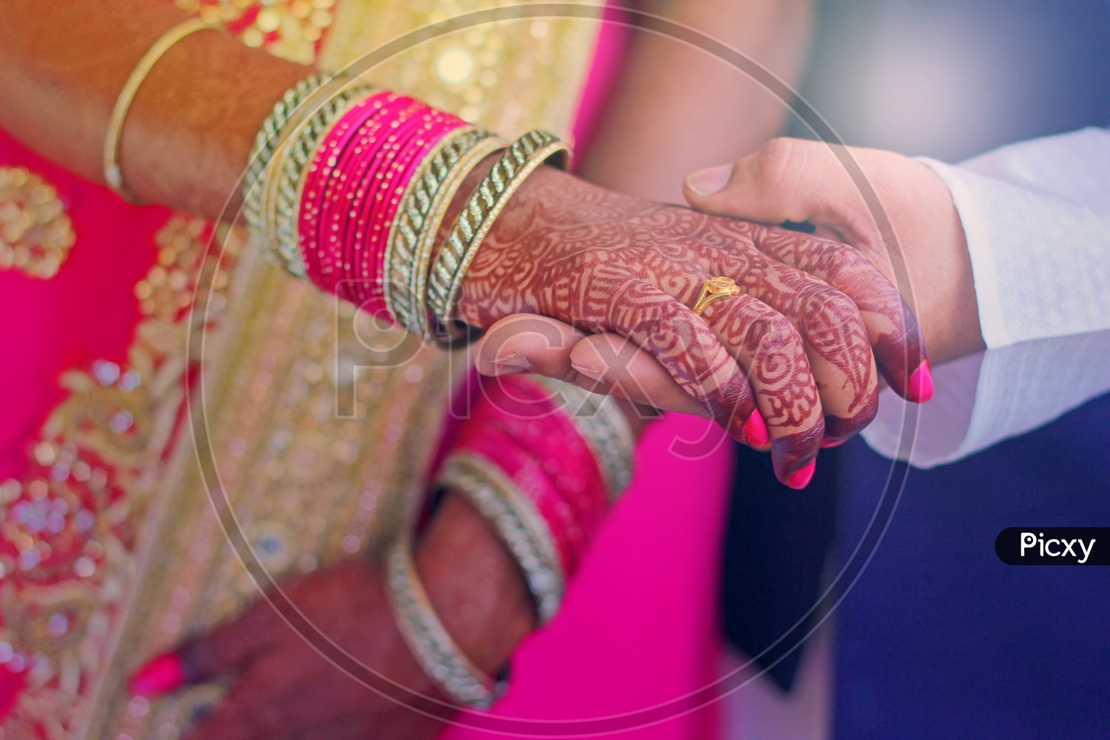 Couple Hands In a Indian Hindu Wedding  Closeup Shots