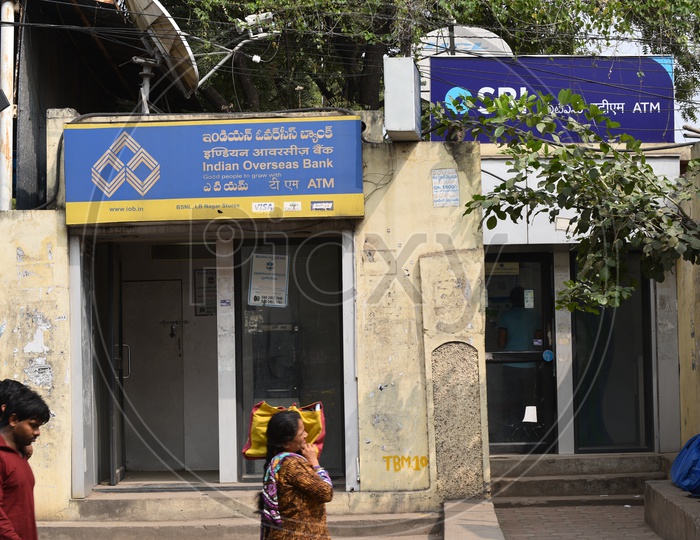 Indian Overseas Bank ATM & SBI ATM at LB Nagar.