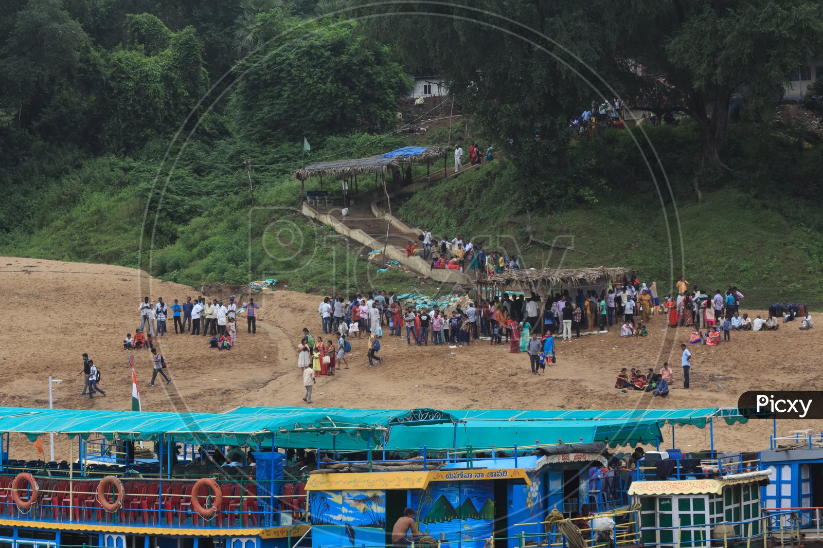 People on the bank of river Godavari.