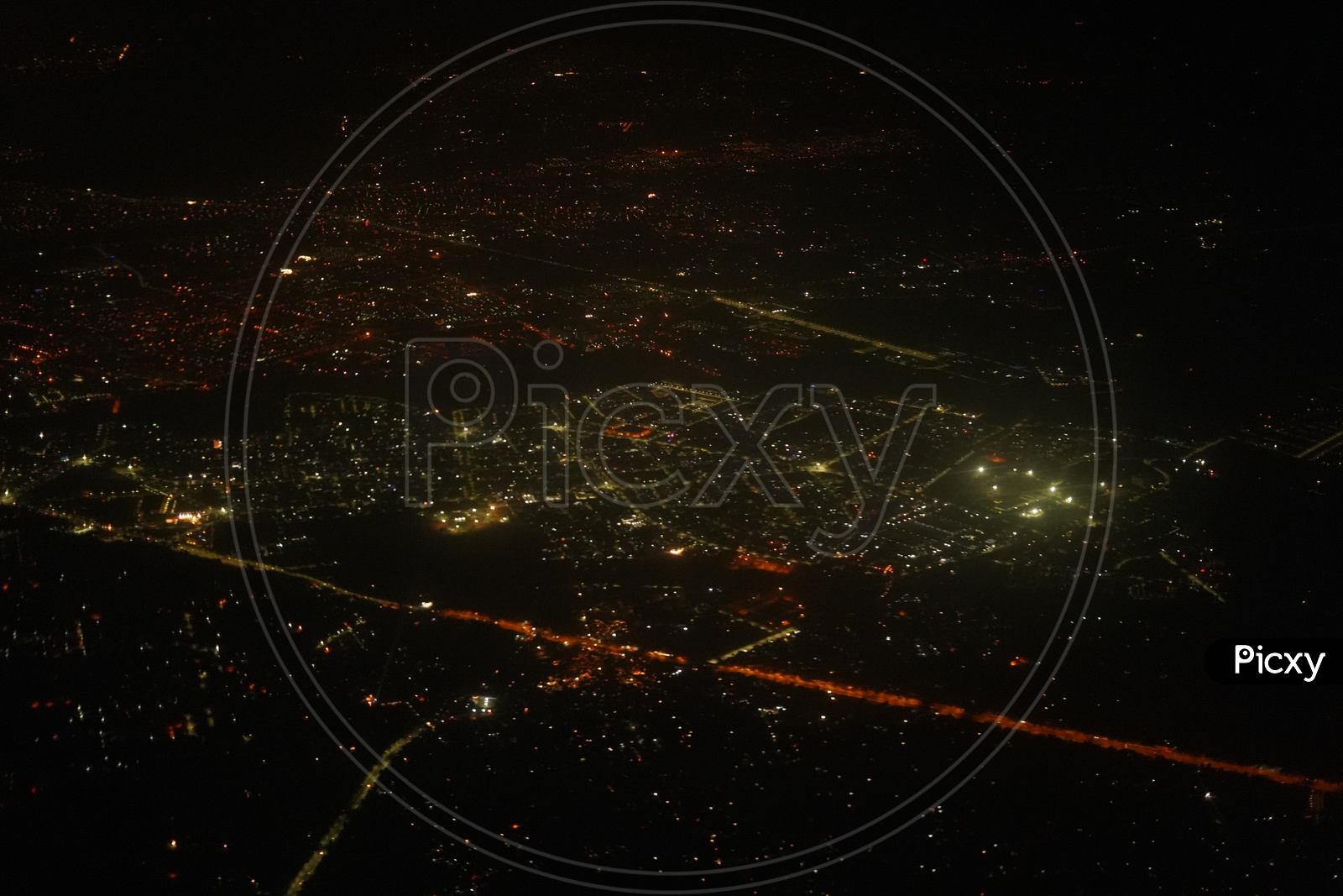 Pushkar City View From Flight at  Night