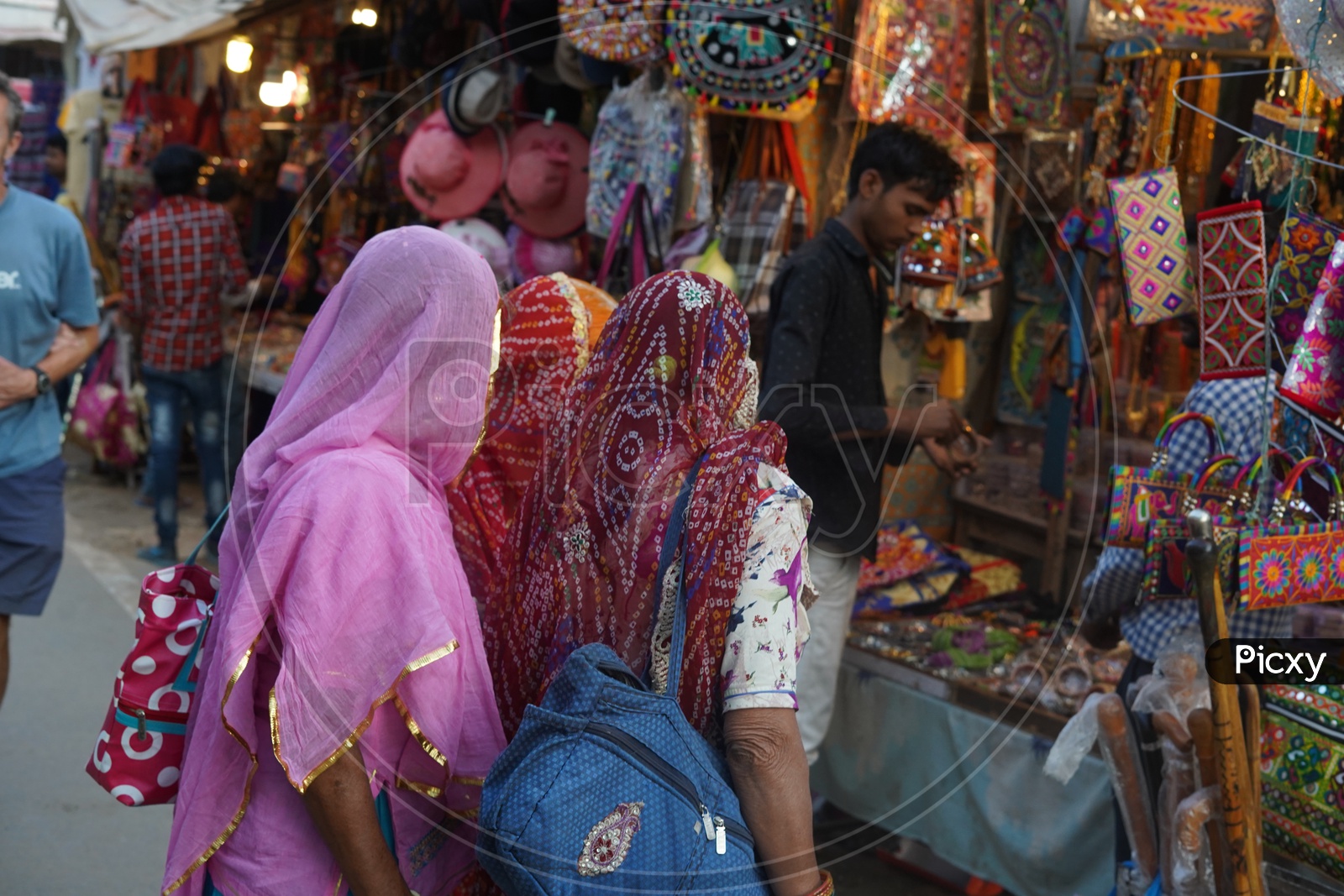 Rajasthan Woman At Vending Shops in Pushkar Fair