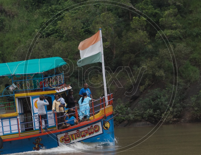 A Boat Sailing on the river Godavari.