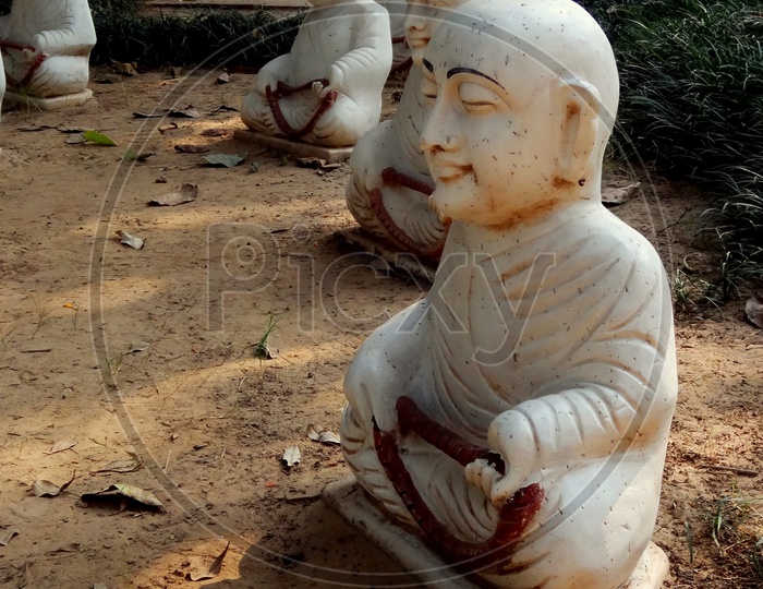 Statues of disciples meditating!