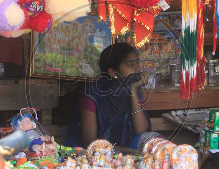 A Shop keeper at Bhadrachalam.