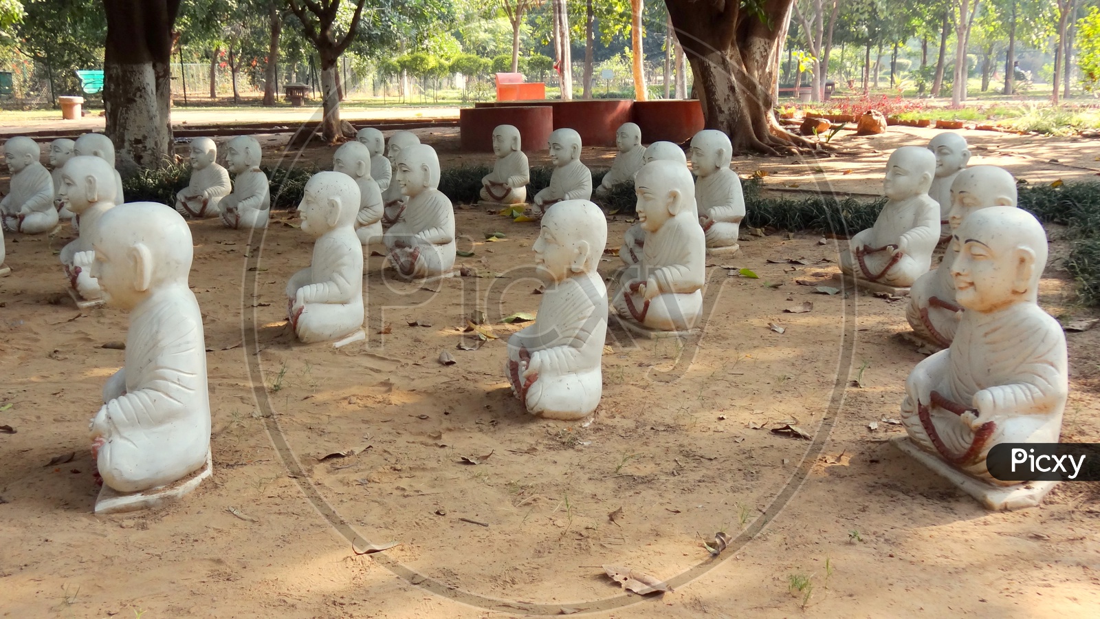 Statues of disciples meditating!