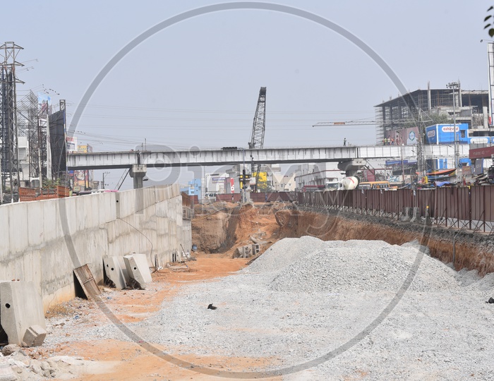 Underconstruction flyover at LB Nagar