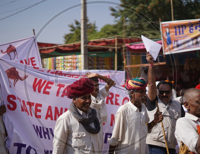 Local people Protesting on roadsin Pushkar Camel Fair