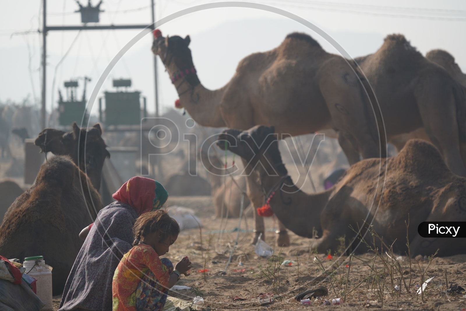 A Mother and Daughter  in Pushkar Camel Fair
