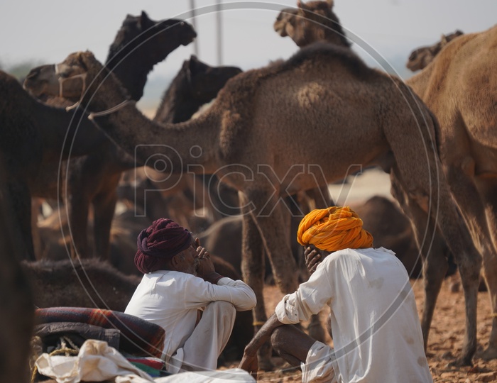 Rajasthani Men smoking at Pushkar Camel Fair, 2018