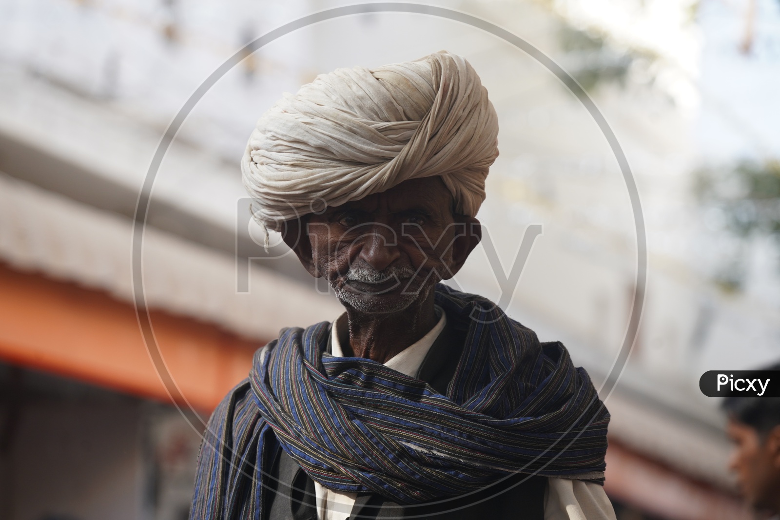 Portrait of a  Rajasthani Old Man With Turban