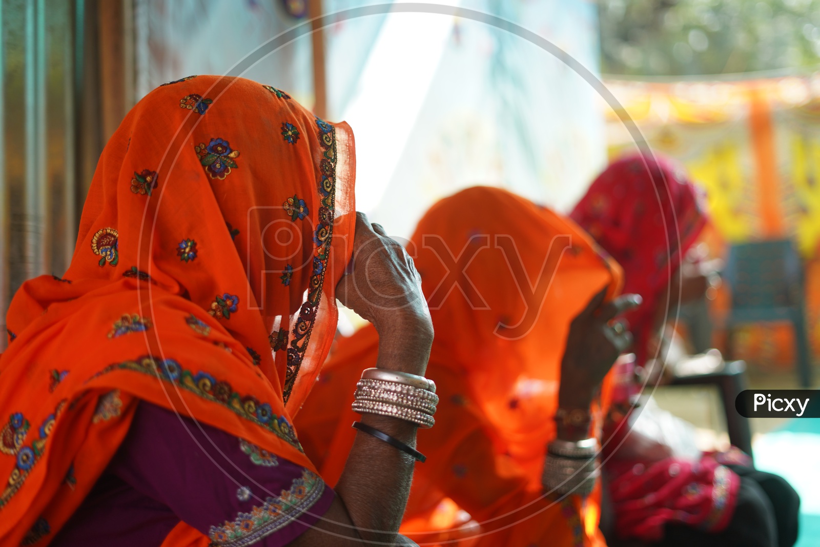 Rajasthani Woman Having tea in Pushkar Camel Fair