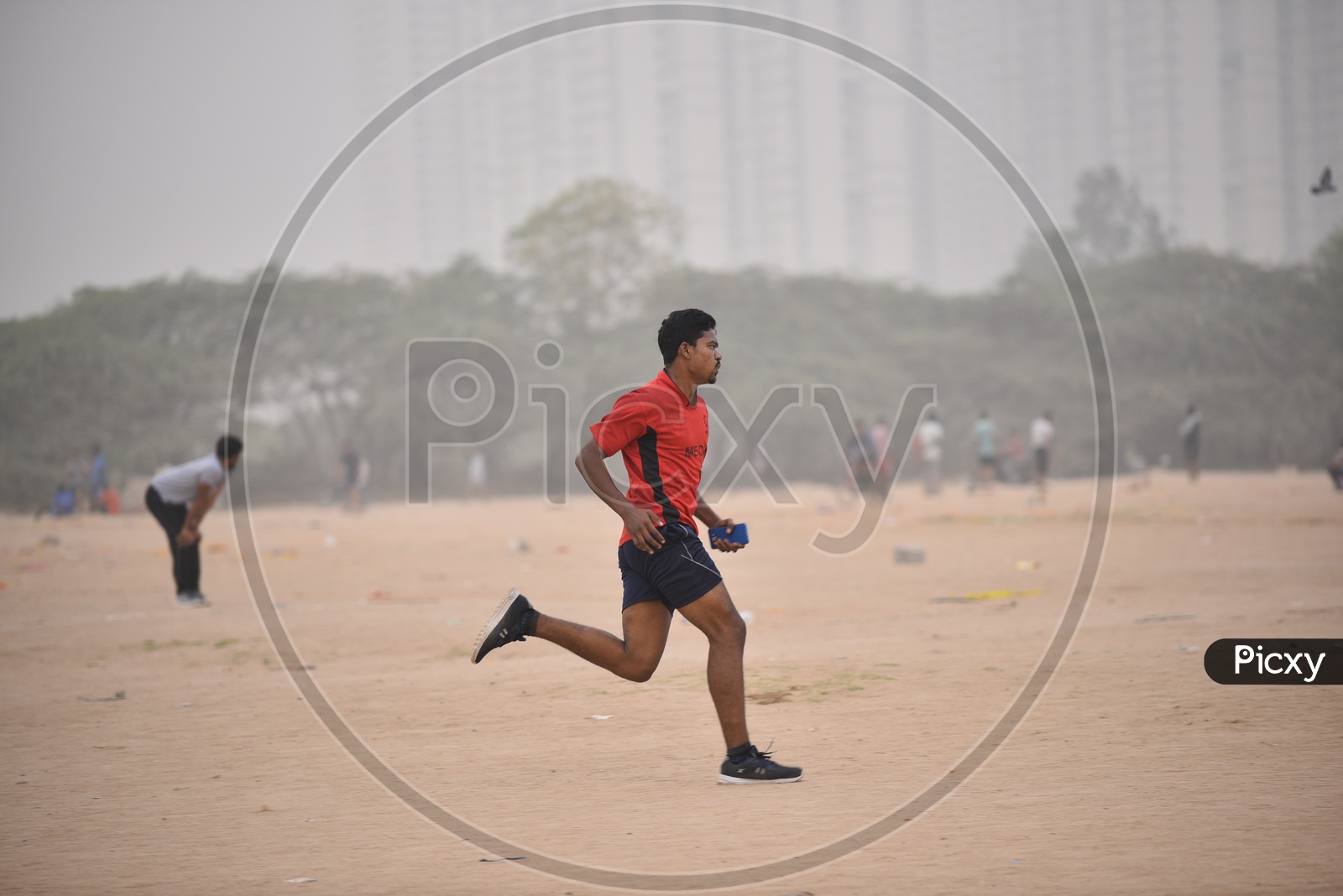A man jogging as a part of morning exercise.