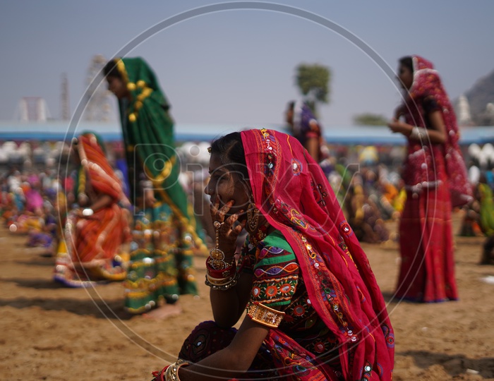 Rajasthani Women Colorfully dressed and Dancing