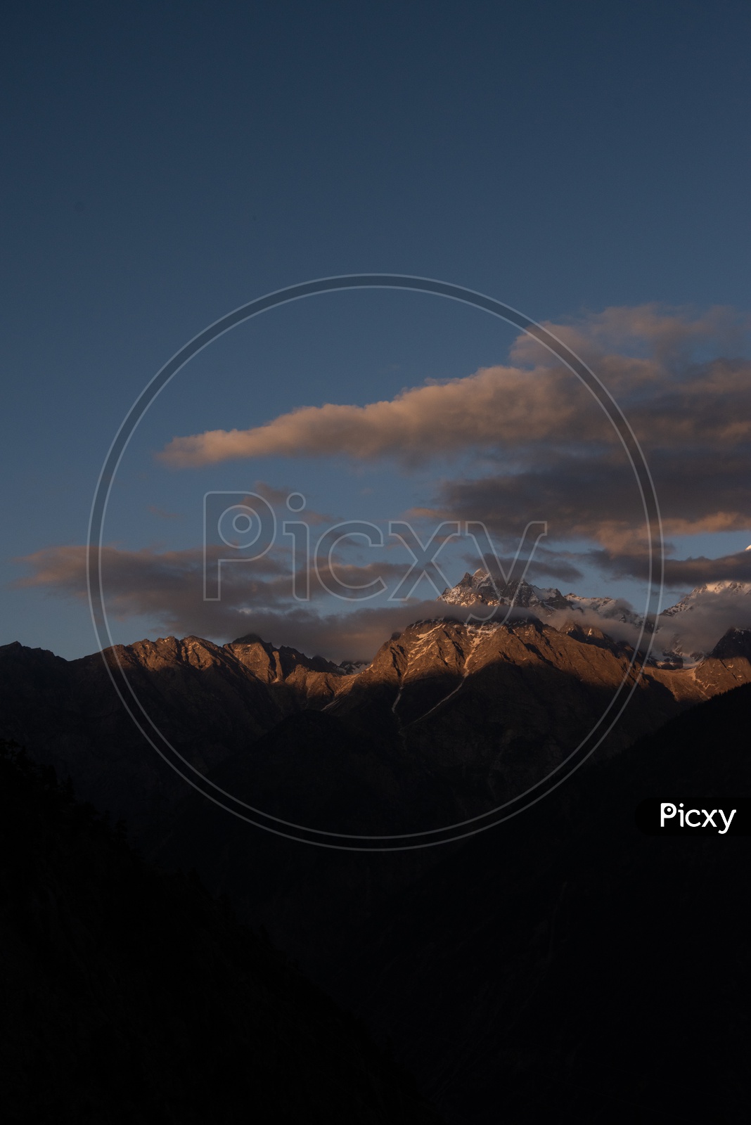 A Beautiful View Of Mountains In Leh / Ladakh With Golden Sunlight Falling on Them