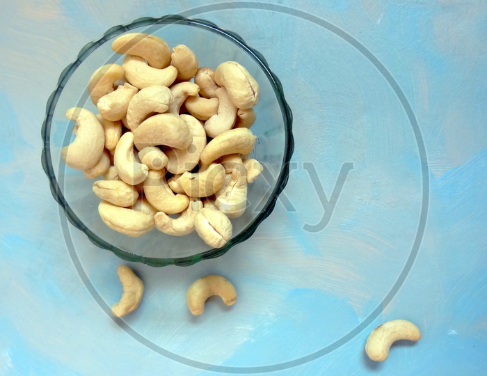 Cashew nuts with blue background!