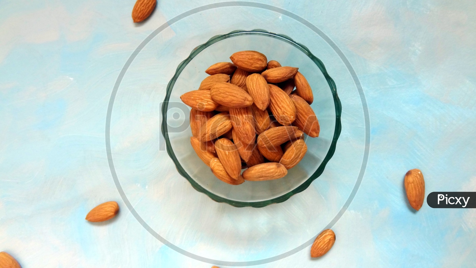 Almonds  with a blue background!