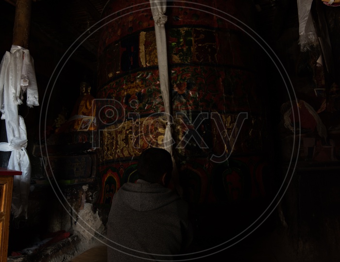 A Giant Bell in Buddhist Monastery in leh  / Ladakh