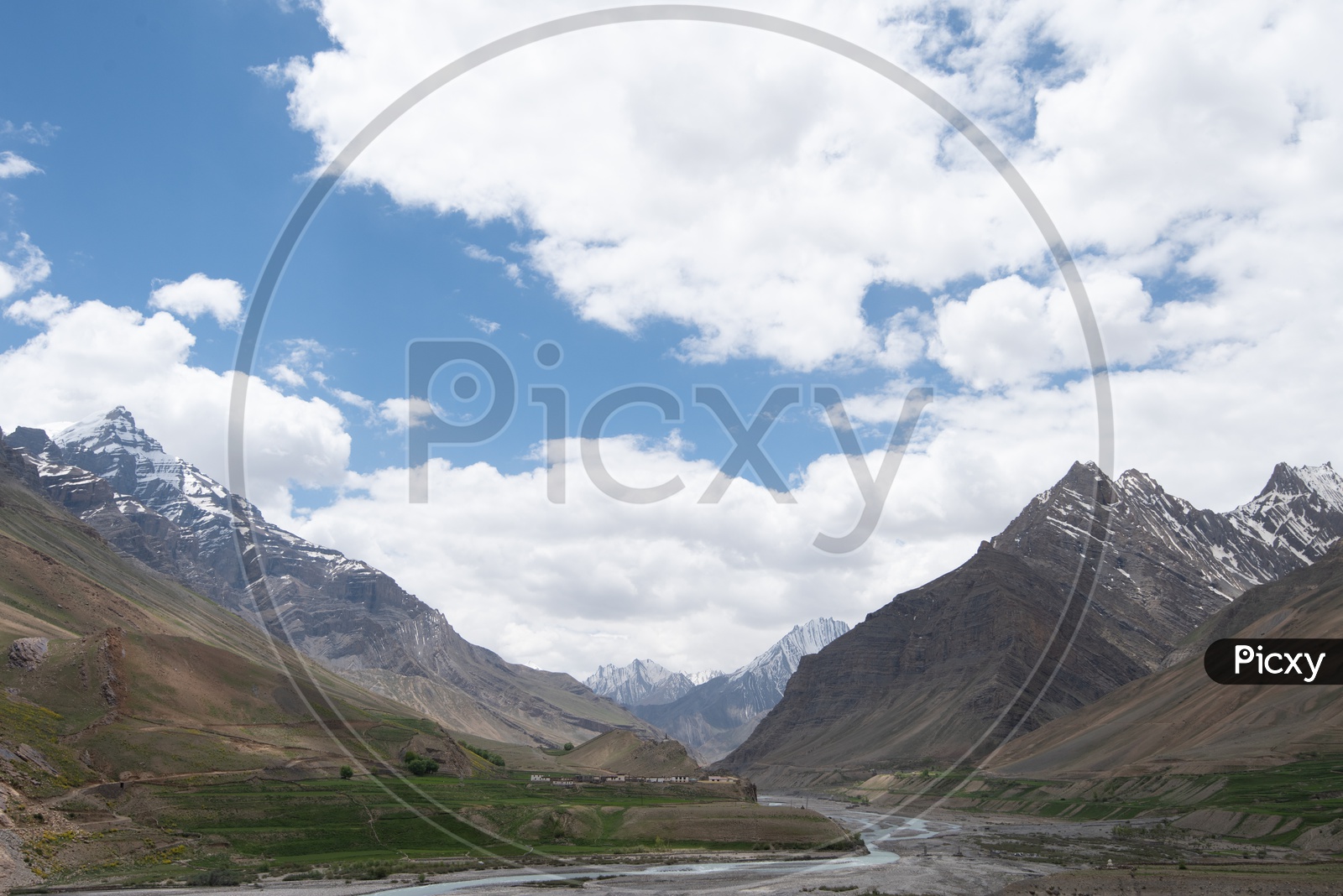 A River Valley View  From Village Hill Top in Leh / Ladakh
