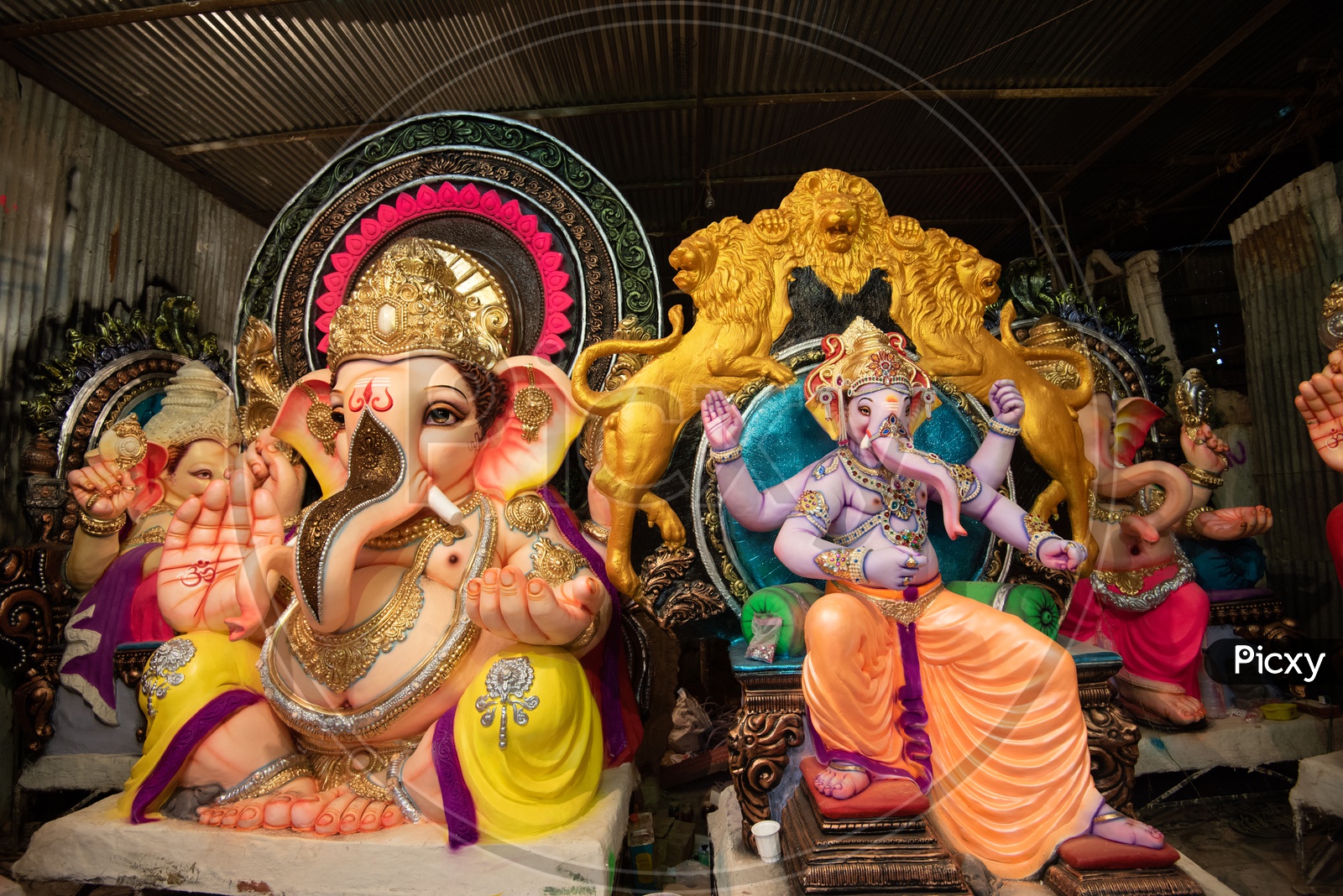 Indian Hindu God Ganesh idols  Prepared For Festival Ganesh Chathurdhi