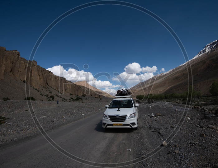 A Travel Car on Roads in Leh / Ladakh