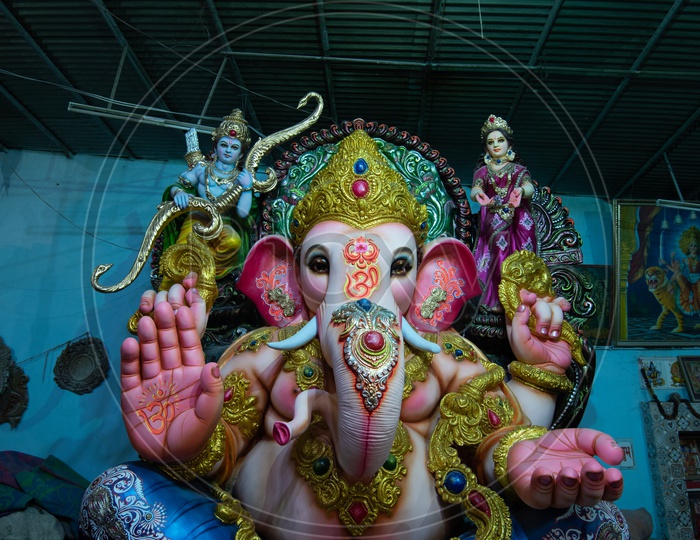 Hindu  God Ganesh Idol in a Crafting area