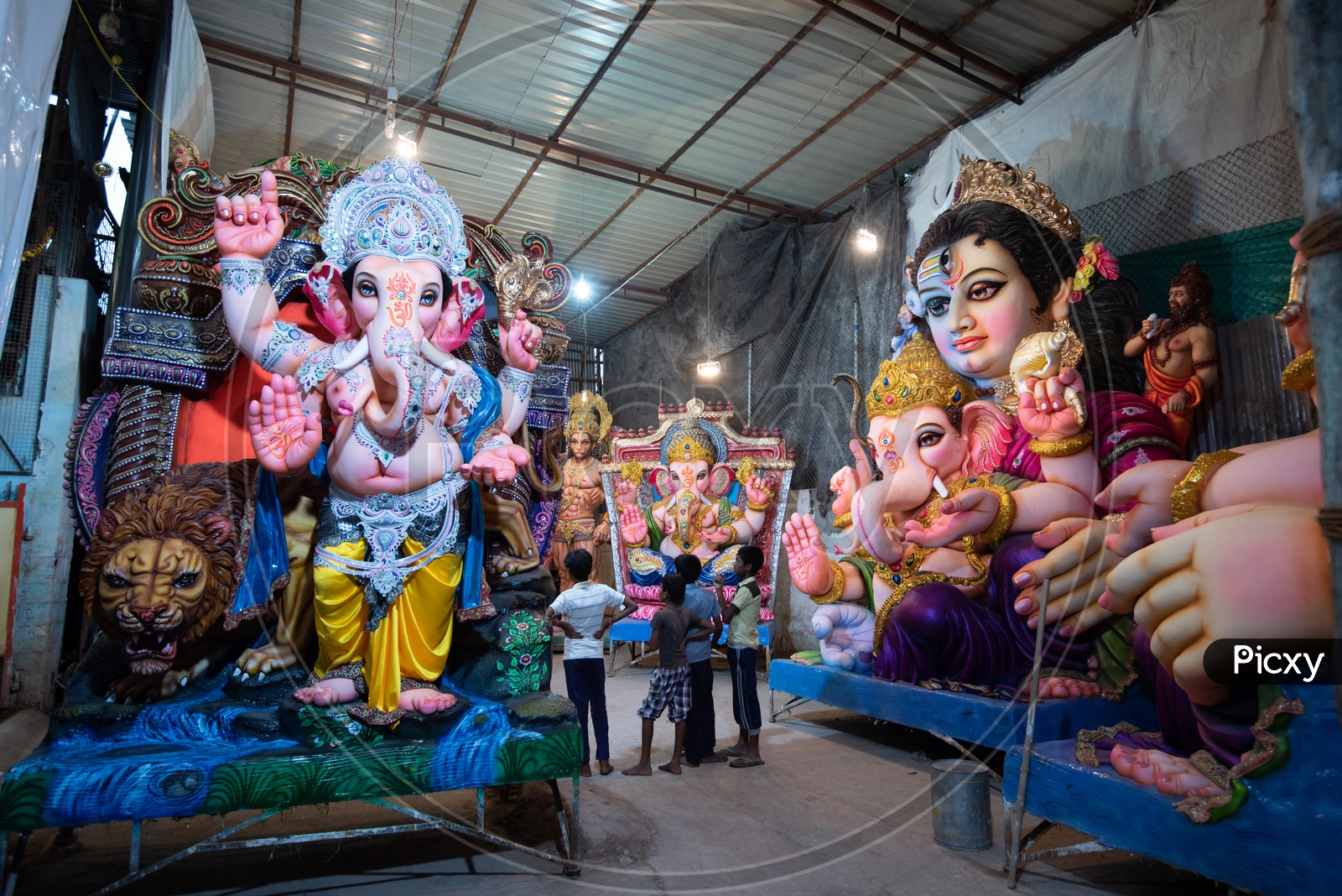 Idols of a Hindu God Ganesh For Festival Ganesh Chathurdhi a Famous festival Of Elephant Headed God