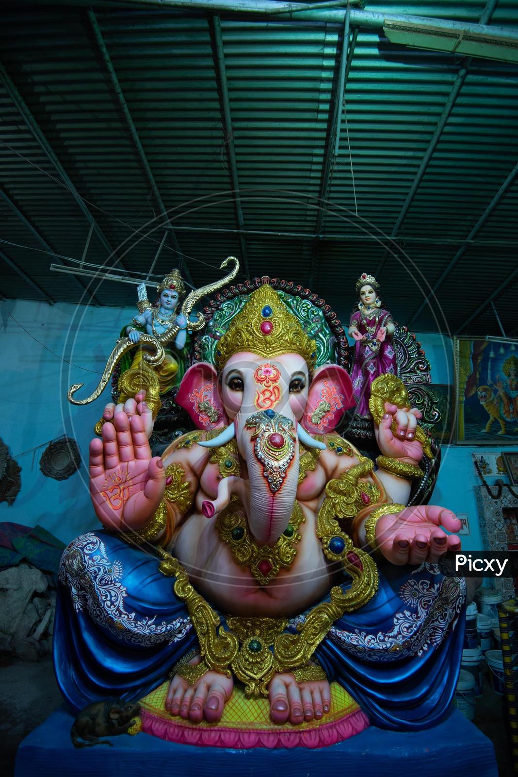 Hindu  God Ganesh Idol in a Crafting area