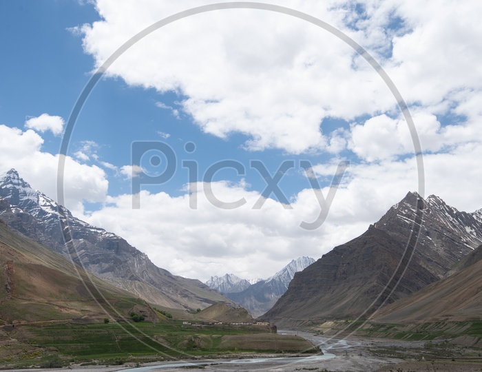 A River Valley View  From Village Hill Top in Leh / Ladakh