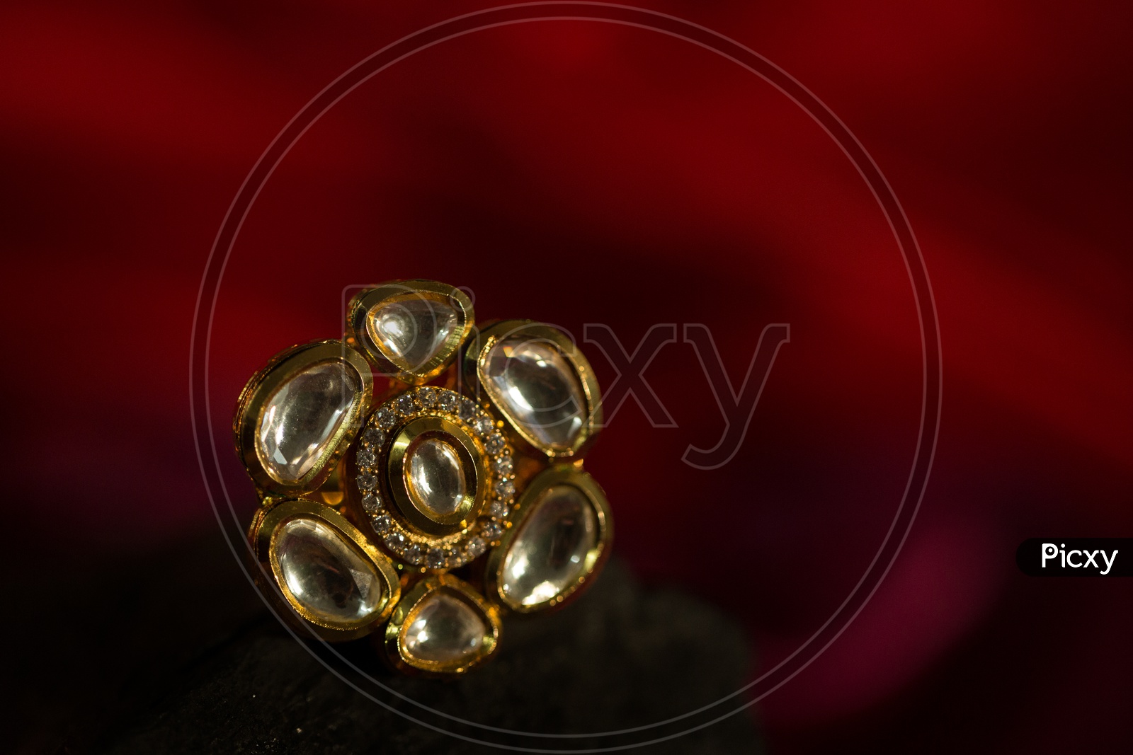 Indian Made Gold Jewellery Gold Ring With Design on it  Closeup Shot