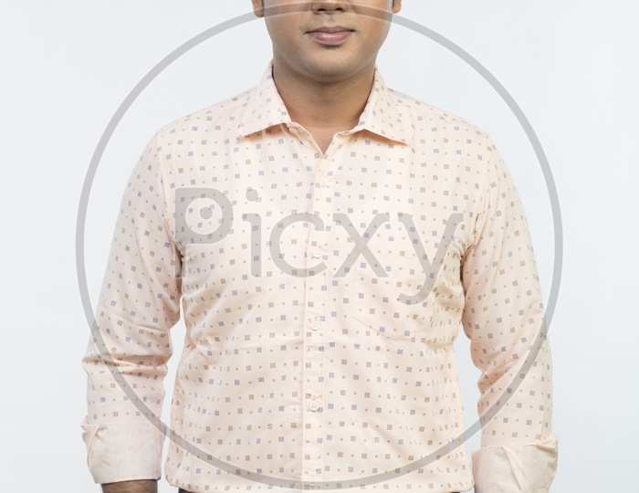 Indian Man in Formal Wear on an Isolated White Background