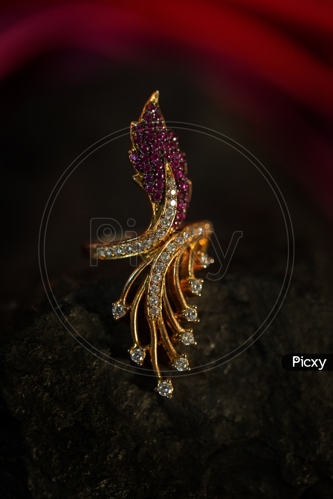Indian Made Gold Jewellery Gold Ring With Design on it  Closeup Shot