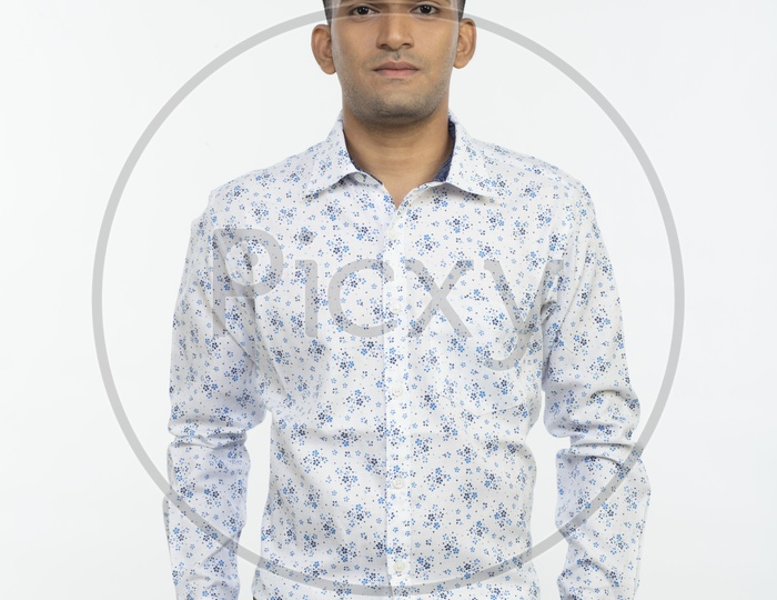 Indian Man in Formal Wear on an Isolated White Background