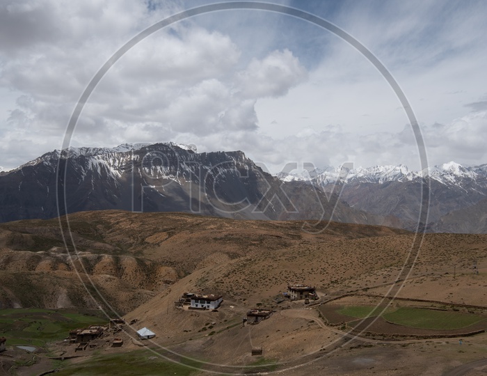 Beautiful Views Of Leh / Ladakh with Mountains and barn Lands Representing Livelihood of Himachal Pradesh