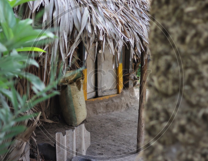 An Indian Thatched Roof House In Villages of Andhra Pradesh