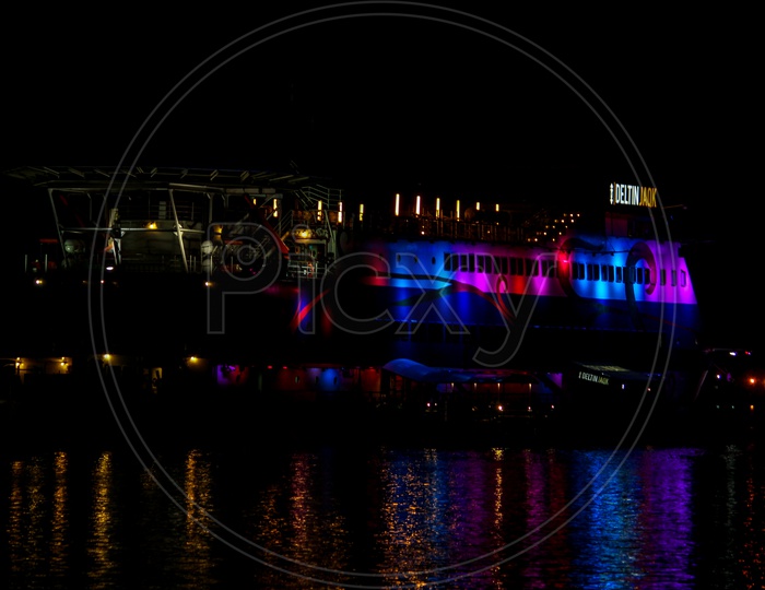 Cruise Spotted in Sea at Panjim  Goa in Night