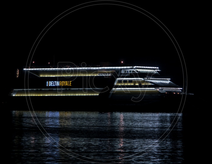 Cruise Spotted in Sea at Panjim  Goa in Night