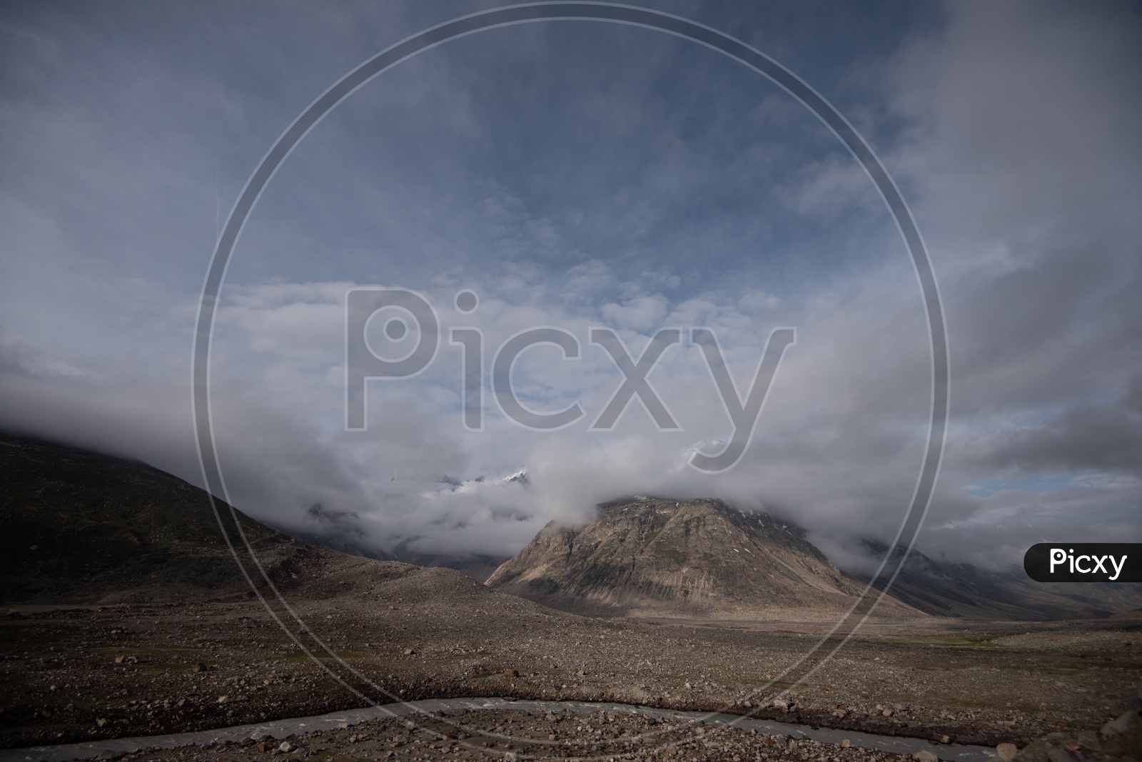 Mountains Valleys  with Foggy Clouds And snow on Mountains Beautiful  Scenes Of Leh / Ladakh