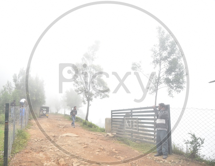 Roads In Plantations Of Munnar With Fog all Around the Tea Plantation