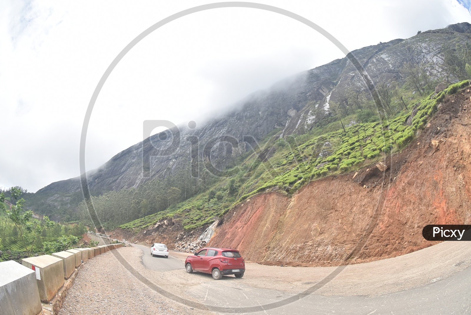 Beautiful Landscape of Munnar mountains with roadways in the foreground
